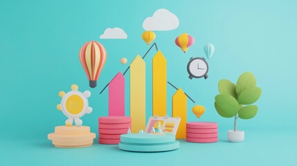 Aufkleber - Colorful 3D graphic design of growth and success