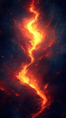Wall Mural - Fiery cosmic stream amid dark, speckled expanses glows brightly