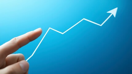 Aufkleber - Hand pointing at upward trend graph. Business success. Possible use for stock photo