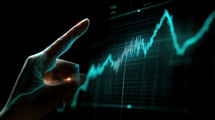 Poster - Hand pointing at stock market graph