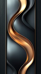 Wall Mural - abstract design with flowing gold lines on dark smooth surface