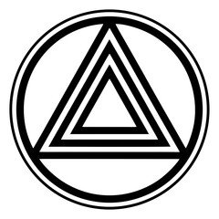 Wall Mural - a symbolic representation of a circle with a triangle in the middle, featuring a striking black and 