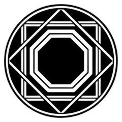 Wall Mural - an abstract geometric pattern inside a circular frame, featuring an octagon and other shapes vector 