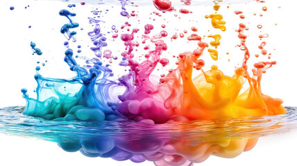 Wall Mural - vibrant paint drops mixing in water with ink swirling elegantly beneath the surface