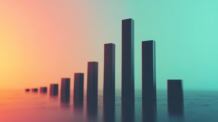 Fototapete - Abstract graphic, bar chart, rising, trend, futuristic