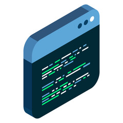 Wall Mural - source code isometric. abstract programming language and program code on a screen. vector illustrati