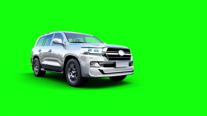 Wall Mural - generic 3d car crash test. car destruction. green screen isolate.