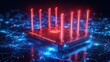 © arsyi_06 - Futuristic device with glowing red rods on circuit board with blue lights below