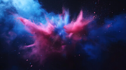 Wall Mural - abstract multi-color powder explosion creating a dynamic splash on a black background
