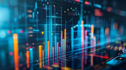 Fototapete - Growth trends and financial analysis in modern business analytics environment focusing on data-driven decisions Generative AI