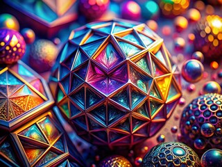 Wall Mural - abstract 3d geometric macro background wallpaper, colorful depth illusion