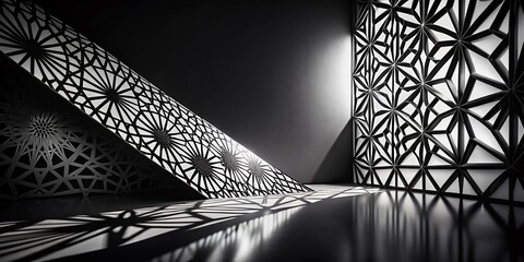 Wall Mural - abstract geometric silhouette pattern - modern minimalist black and white design