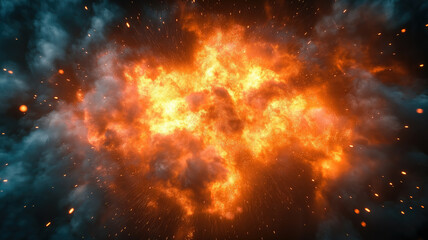 Wall Mural - Colorful smoke and fire explosion, a striking visual of energy and dramatic motion