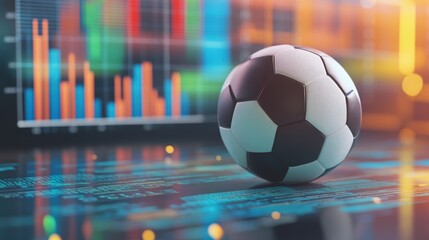 Aufkleber - Soccer ball on digital screen with financial charts. Possible stock photo use