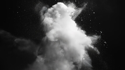 Wall Mural - Dynamic explosion of colored dust creating a paint-like holi effect on black backdrop