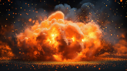 Wall Mural - Vibrant orange powder explosion against black backdrop for energetic design