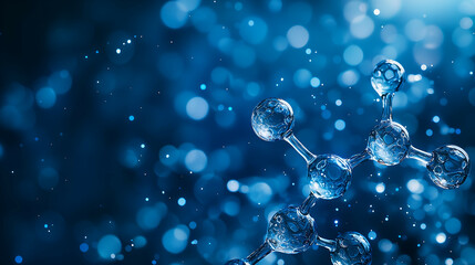Abstract Blue Molecular Science Background: Visualizing Microscopic Biochemistry and Genetics in Pure Shiny Illumination