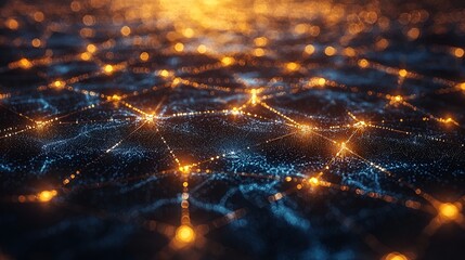 Abstract network of glowing points on a dark surface