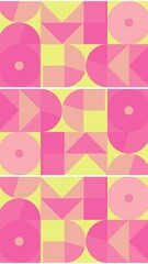Wall Mural - vertical animated geometric loop pattern. 4k resolution geometric motion design in bright pink and y