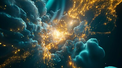 Wall Mural - Exploration of a luminous galaxy weaving through cosmic clouds and star-filled skies