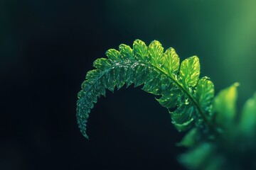 Poster - Unique green creature resembling a spiraled caterpillar among ferns in a lush environment captured during daylight hours