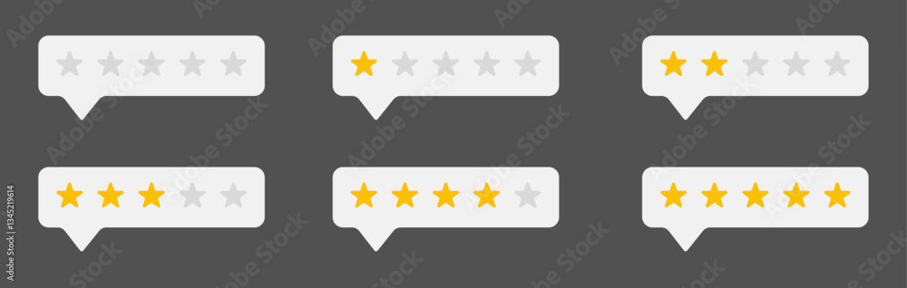 One to five star rating, rate us, review vector icon set isolated on ...