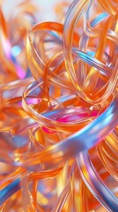 Wall Mural - swirling, shiny, colorful ribbons twisting and intersecting in a complex composition