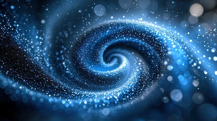 Wall Mural - Swirling, luminous, blue galaxy with myriad stars, shining brightly, depth of space