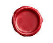 © slowbuzzstudio - Wax Seal on Black Background, top view. Red wax with a smooth surface and a textured border.