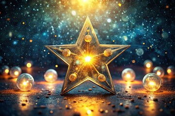 Wall Mural - celestial lightbulbs: double exposure starry night stock photo