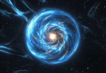 Wall Mural - A striking visual of a plasma-generating blue sphere in an ethereal environment. 