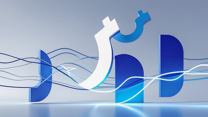 Wall Mural - abstract arabic typography with blue 3d elements