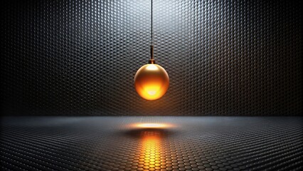 Wall Mural - illuminated ovoid pendant light in a dark room with textured walls and floor