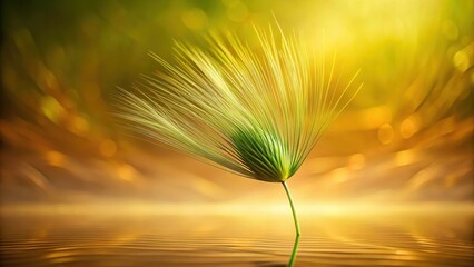 Wall Mural - Serene Grass Blade Reflected in Golden Water, a Symbol of Tranquility and Natural Beauty