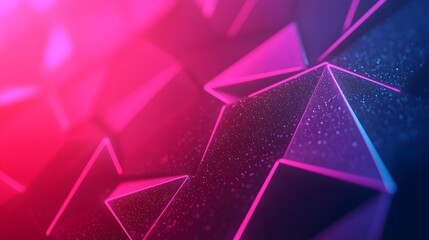 Wall Mural - abstract geometric background pink and blue neon glowing polygonal structure with sparkling