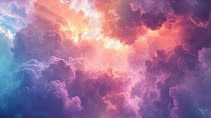 Leinwandbilder - Dreamy abstract clouds in vibrant colors evoke feelings of fantasy and imagination, perfect for creative projects or cloud computing themes Generative AI