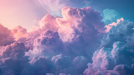 Aufkleber - Impressive display of abstract clouds showcasing soft pastels, ideal for fantasy themes and dreams, creating an ethereal atmosphere Generative AI