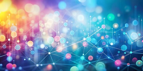 Data Scientist Banner Web Design: Abstract Bokeh Background with Data Analysis Symbols