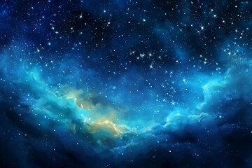 Wall Mural - dark blue starry night fantasy illustration