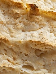 Leinwandbilder - Close-up view of freshly baked bread showcasing soft texture and enticing crumbs, perfect for promoting artisanal baking products Generative AI