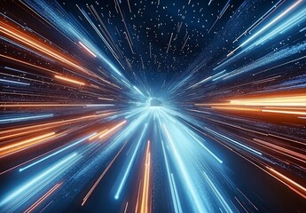 Wall Mural - Abstract Nightscape Depicting Acceleration and Technology
