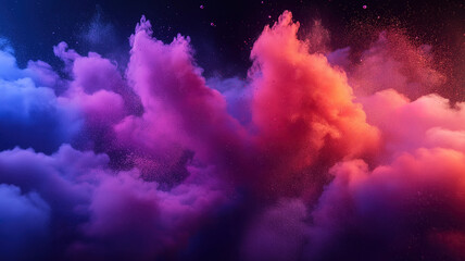 Wall Mural - colored powder bursts in the air against a black background creating a vibrant visual spectacle