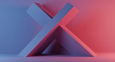 Poster - The X shape is made of white blocks and is surrounded by a pink background