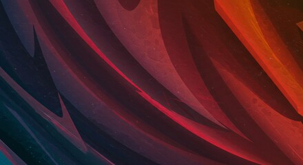Poster - A red and blue abstract painting with a dark background