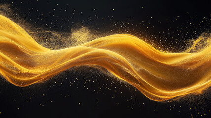 Wall Mural - abstract river sand cloud creating a golden splash against a black background