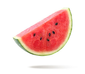 Wall Mural - watermelon slice levitate isolated on white. clipping path.