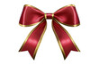 © Judy - Illustration of a Decorative Red Bow Ribbon with Golden Trim Elegant Holiday Decoration Gift Package Present Festive Tie Celebration Festive Luxury Silk on Transparent Background