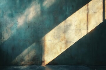 Wall Mural - a weathered industrial concrete wall with deep texture dramatic side lighting casting long shadows m
