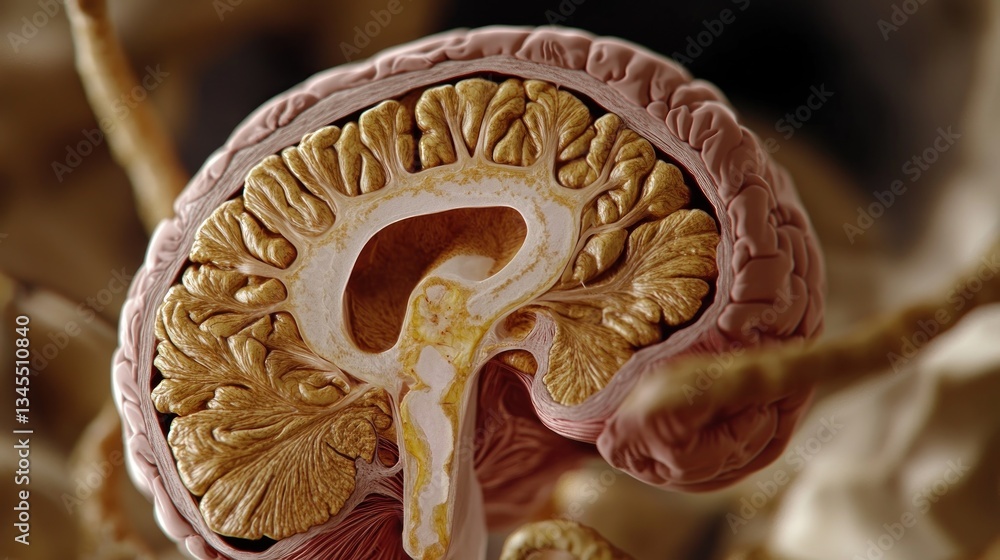 Human Brain Anatomy: Sagittal Section Visualization Stock Illustration ...