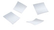 © RickR - Abstract 3D Rendering of White Paper Sheets Floating Against a Black Backdrop Business Design Featuring Clean Blank Empty Documents for Office Flyers Isolated on Transparent Background